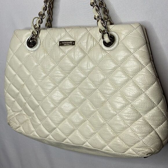 Kate Spade Cream Quilted Maryanne Shoulder Bag With Chain Handles. - Picture 2 of 14